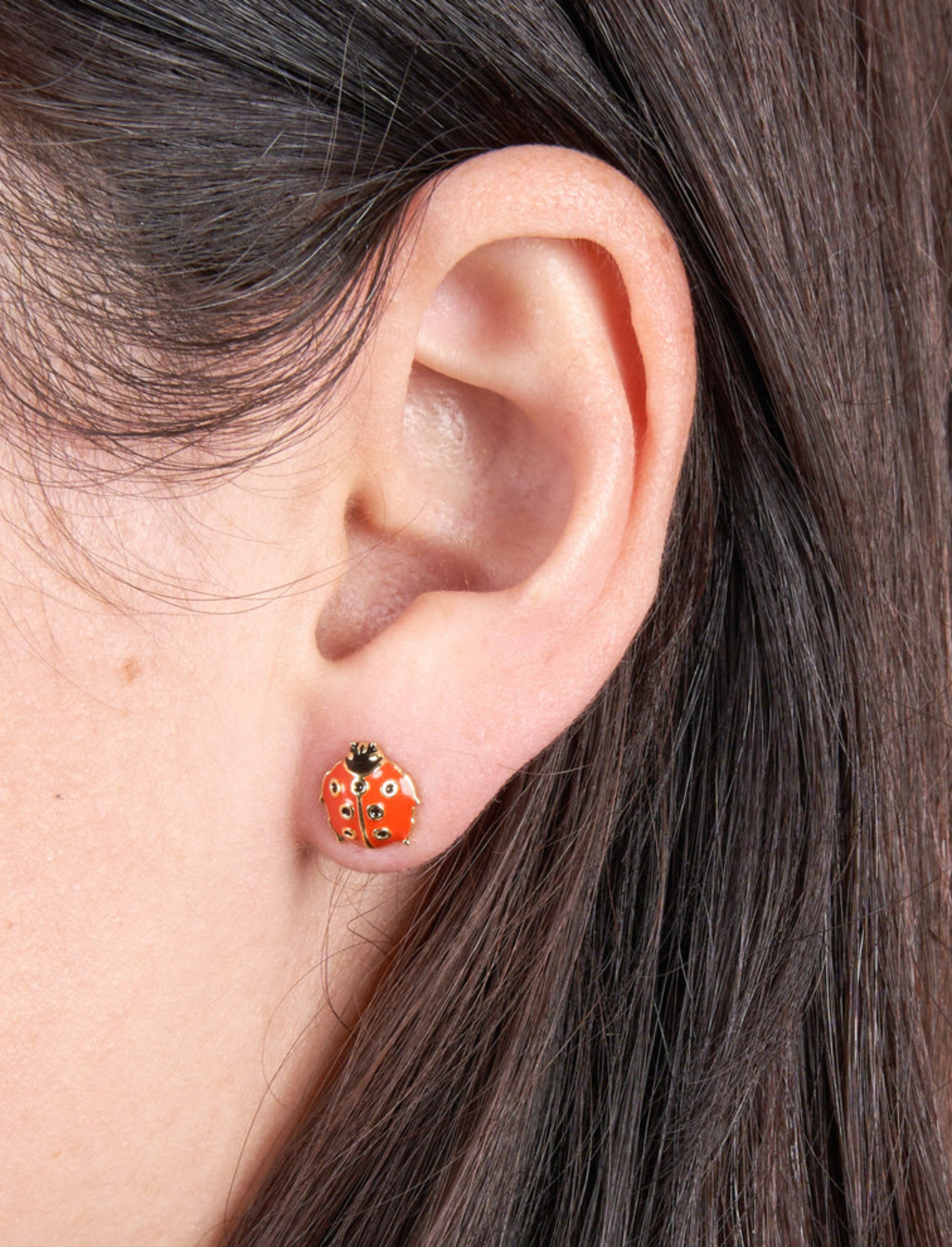 זוג עגילים צמודים Ladybug