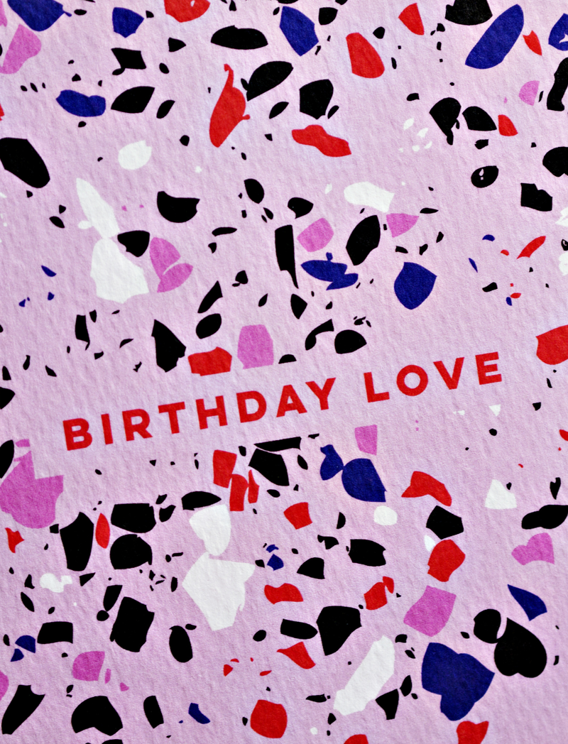 כרטיס ברכה Pink Terrazzo Birthday Love