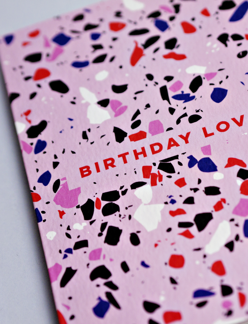 כרטיס ברכה Pink Terrazzo Birthday Love