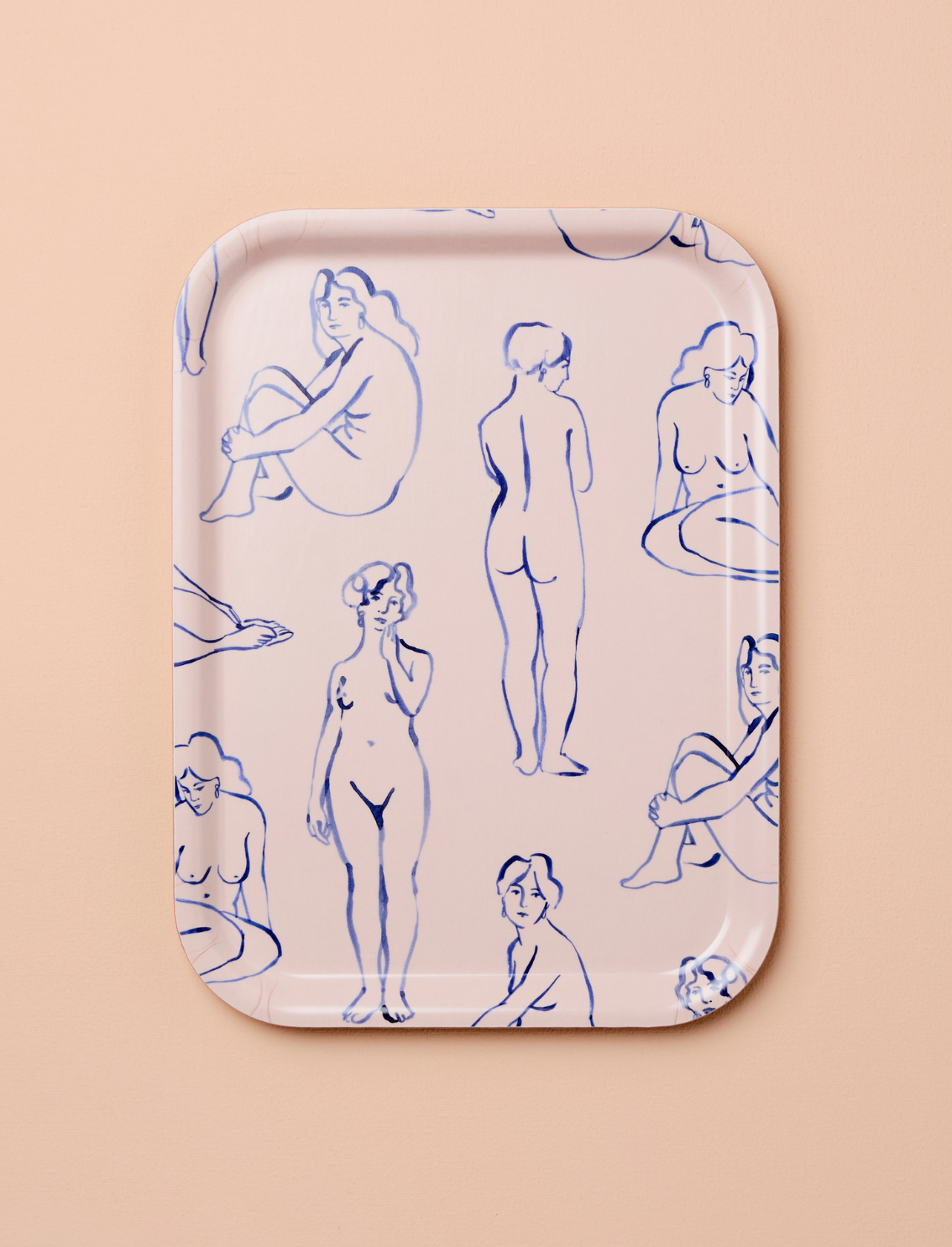 מגש עץ מלבני Blue Nudes