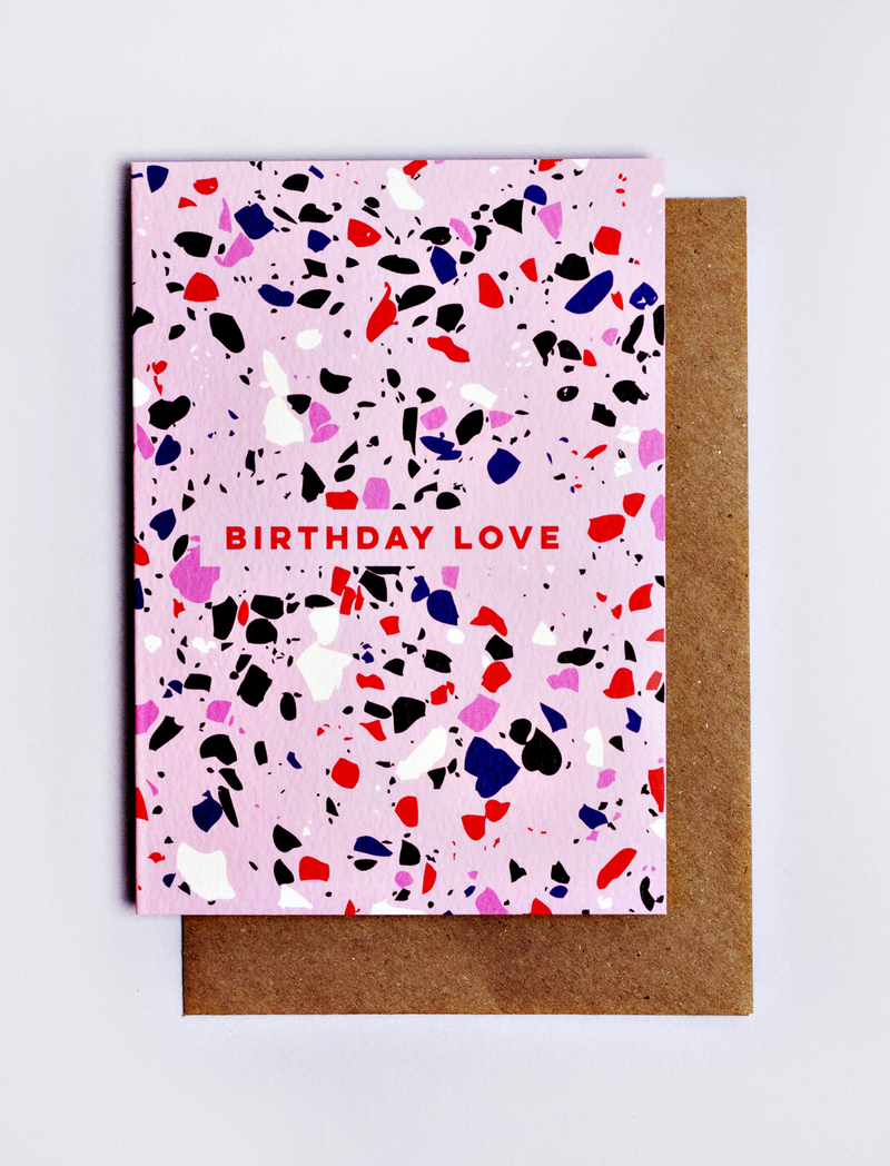 כרטיס ברכה Pink Terrazzo Birthday Love