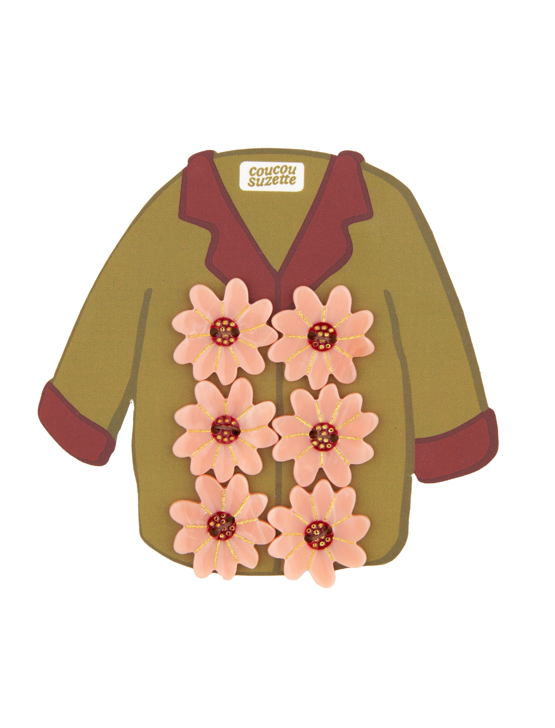 סט 6 כפתורים Pink Flower