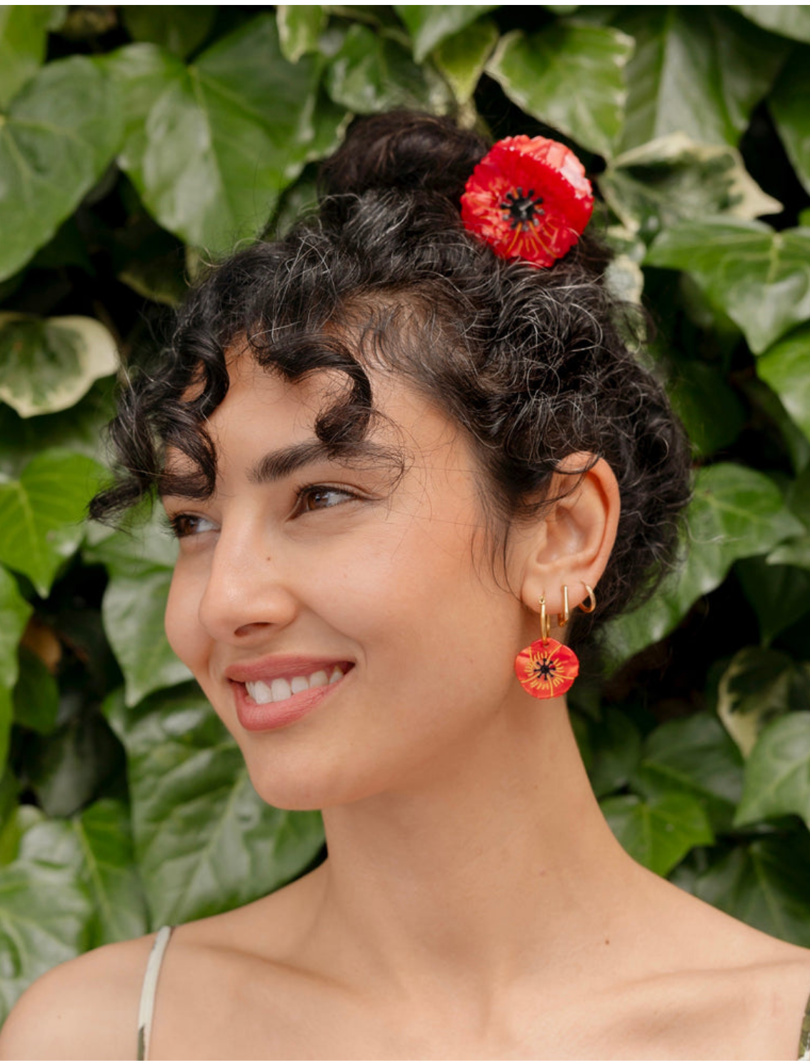 זוג עגילים תלויים Poppies