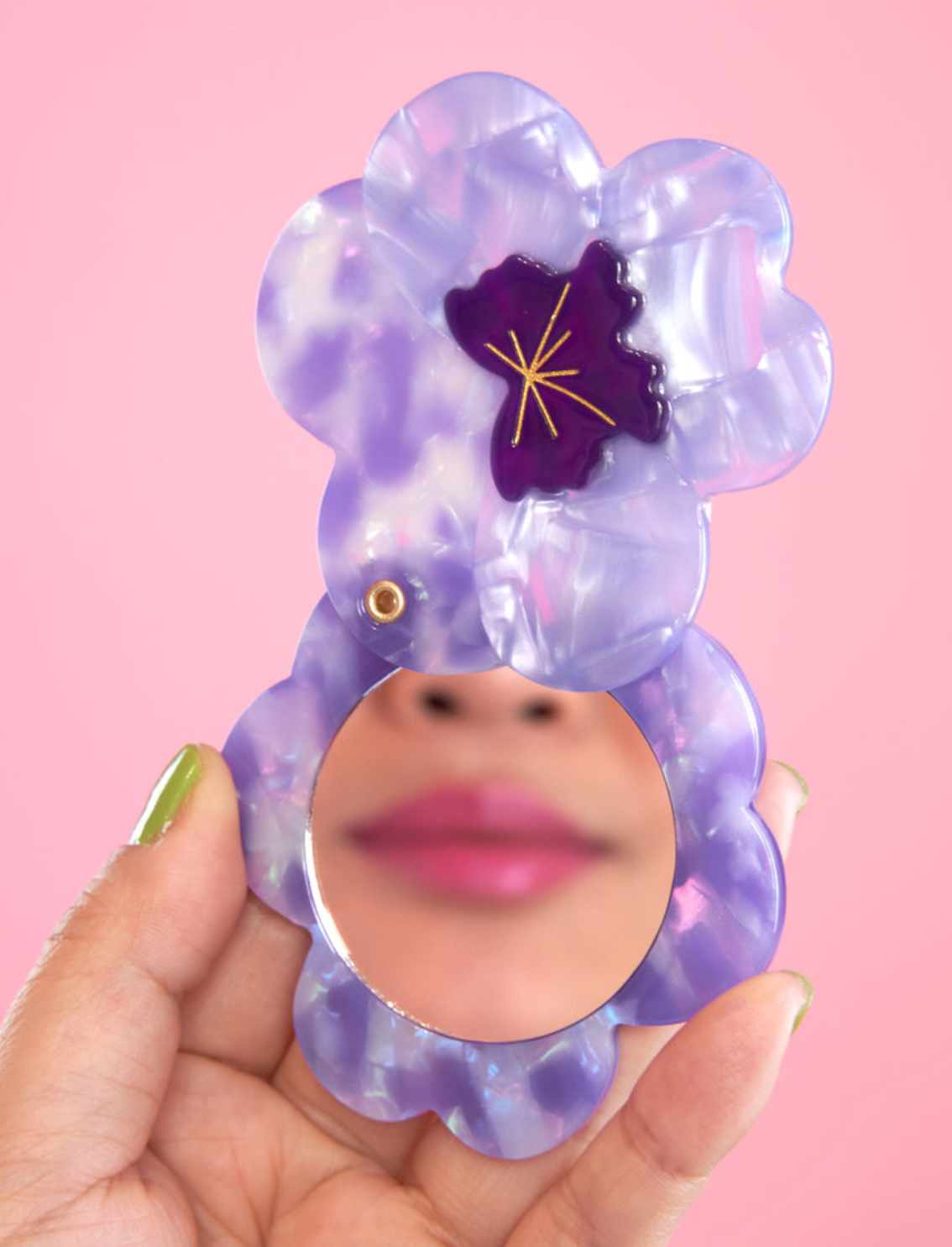מראת כיס Purple Pansy