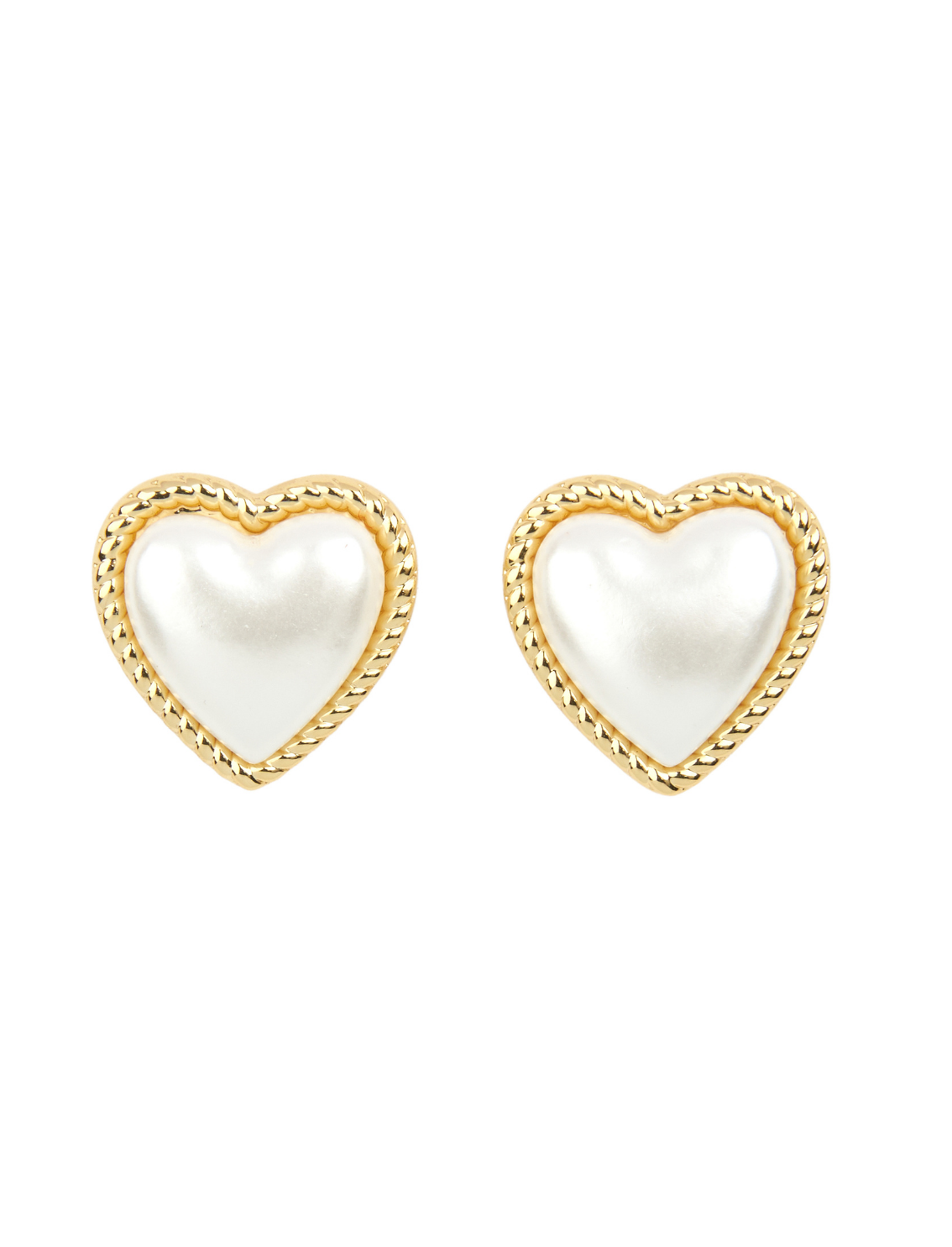 זוג עגילים צמודים Pearl Hearts