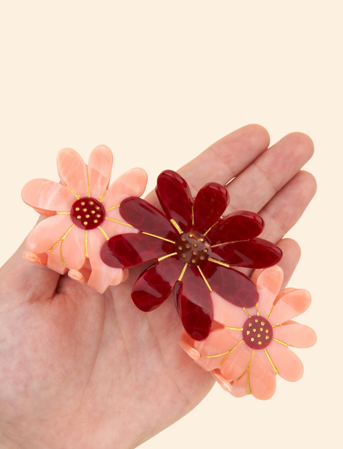 קליפס לשיער Pink Flower Trio