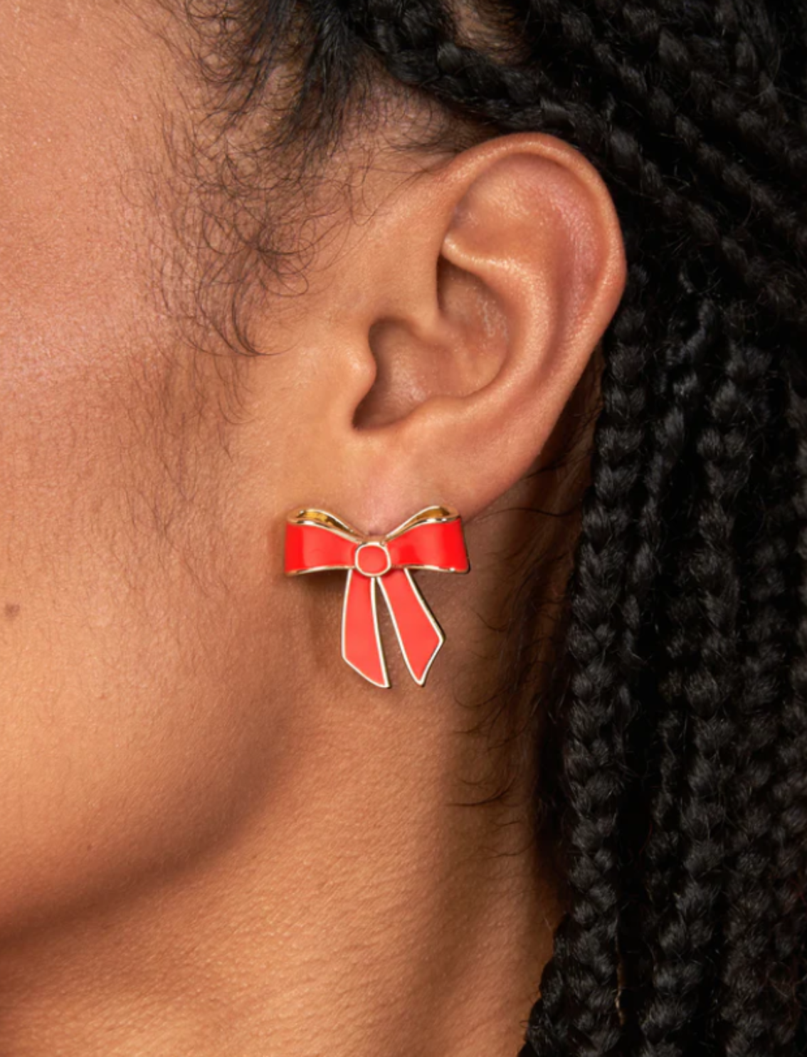 זוג עגילים צמודים Red Bow