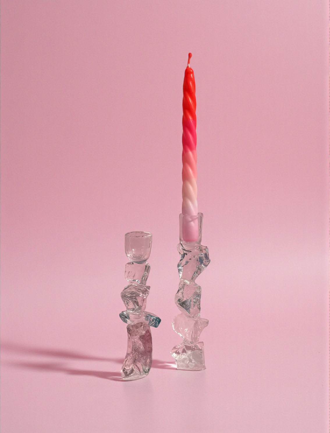 פמוט זכוכית Pink & Blue Rock