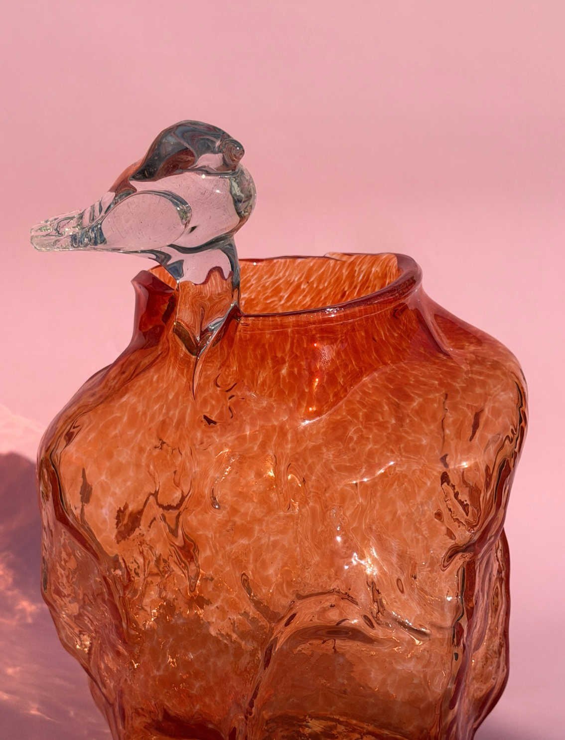 ואזת זכוכית Bird on an Orange Rock