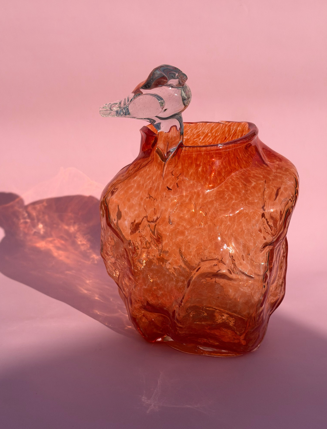 ואזת זכוכית Bird on an Orange Rock