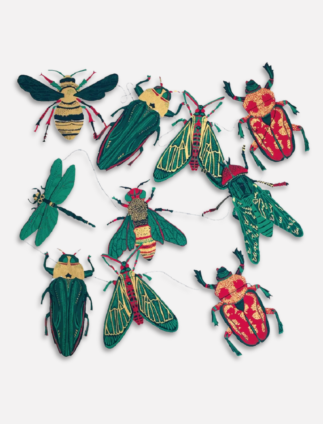 גרילנדת נייר תפורה Insects