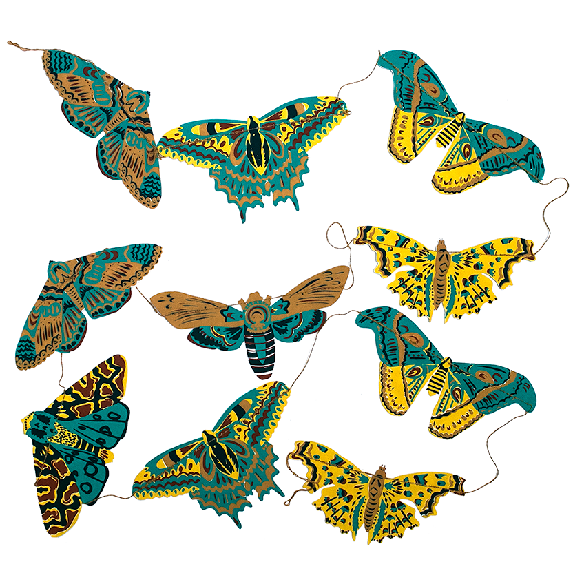 גרילנדת נייר תפורה Moths