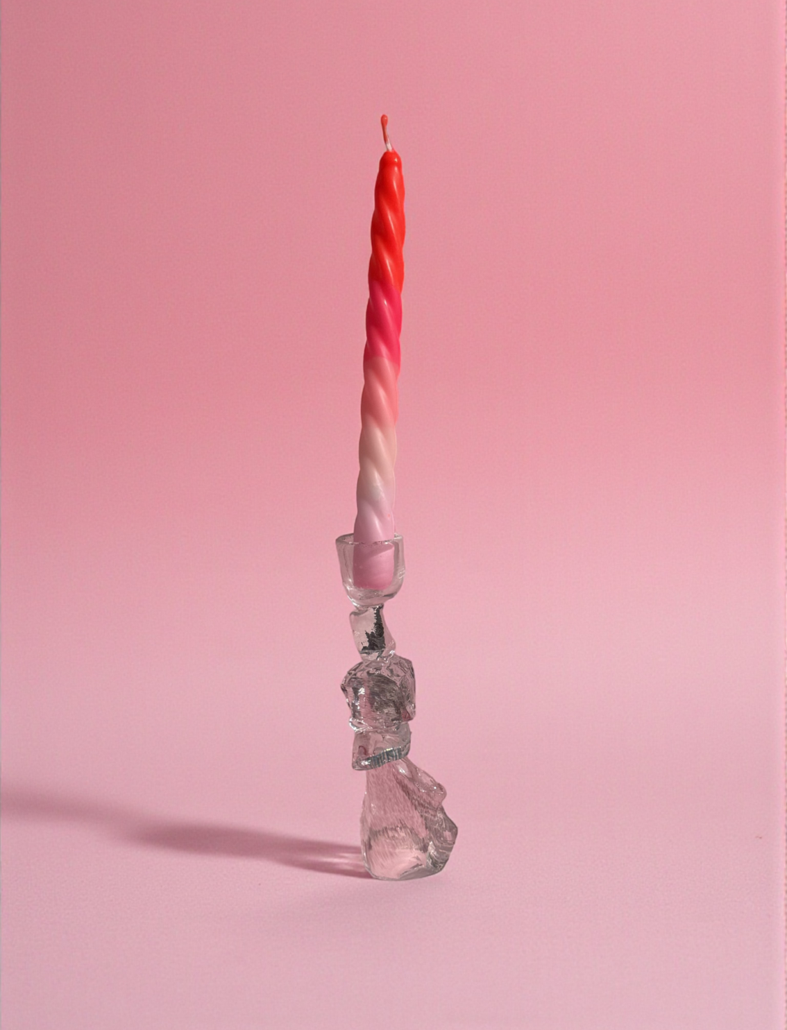 פמוט זכוכית Pink & Blue Rock