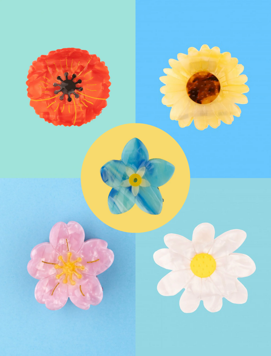 באנדל 5 קליפסים לשיער Floral