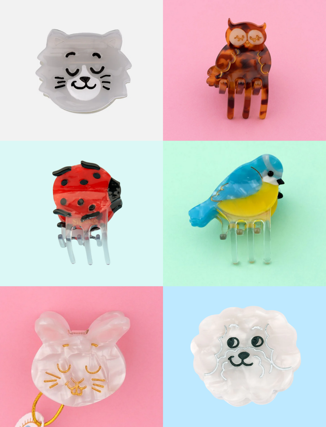 באנדל 6 מיני קליפסים Animals