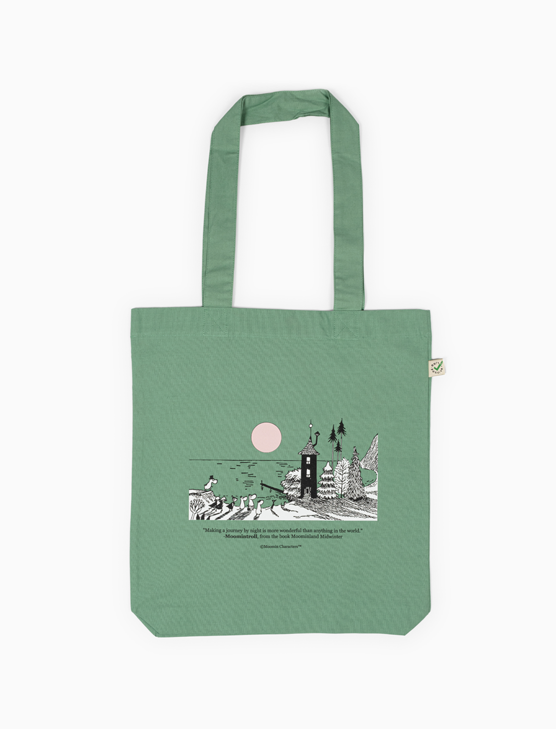 Moomin Green Cotton Tote Bag Front